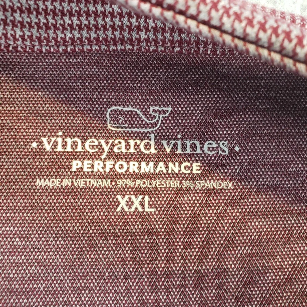 Vineyard Vines Collegiate Perf Quarter Zip Shirt Mens Houndstooth Burgandy XXL